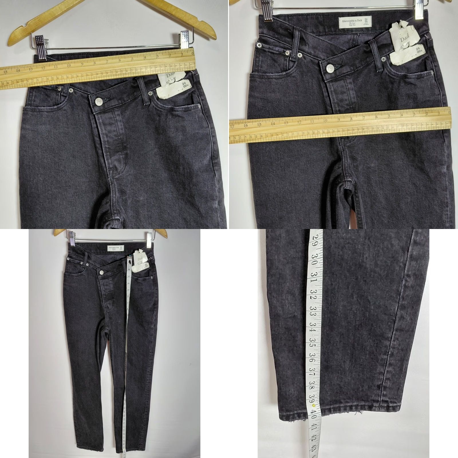 Abercrombie & Fitch Abercrombie & Fitch The Dad High Rise Jeans Solid Denim Women Size 24 Black Size 42" / US 20 - 8 Thumbnail