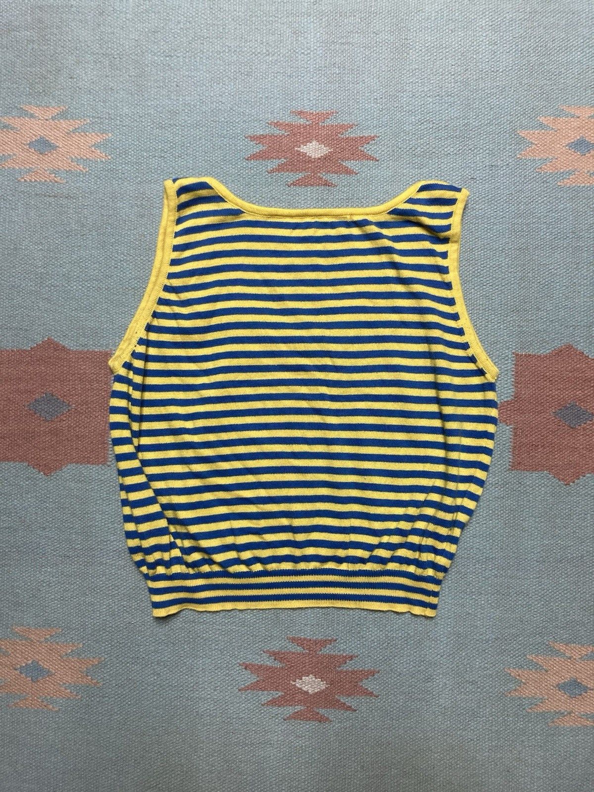 Vintage 70s striped tank top shirt cotton knit beach women’s large? Size L / US 10 / IT 46 - 6 Thumbnail