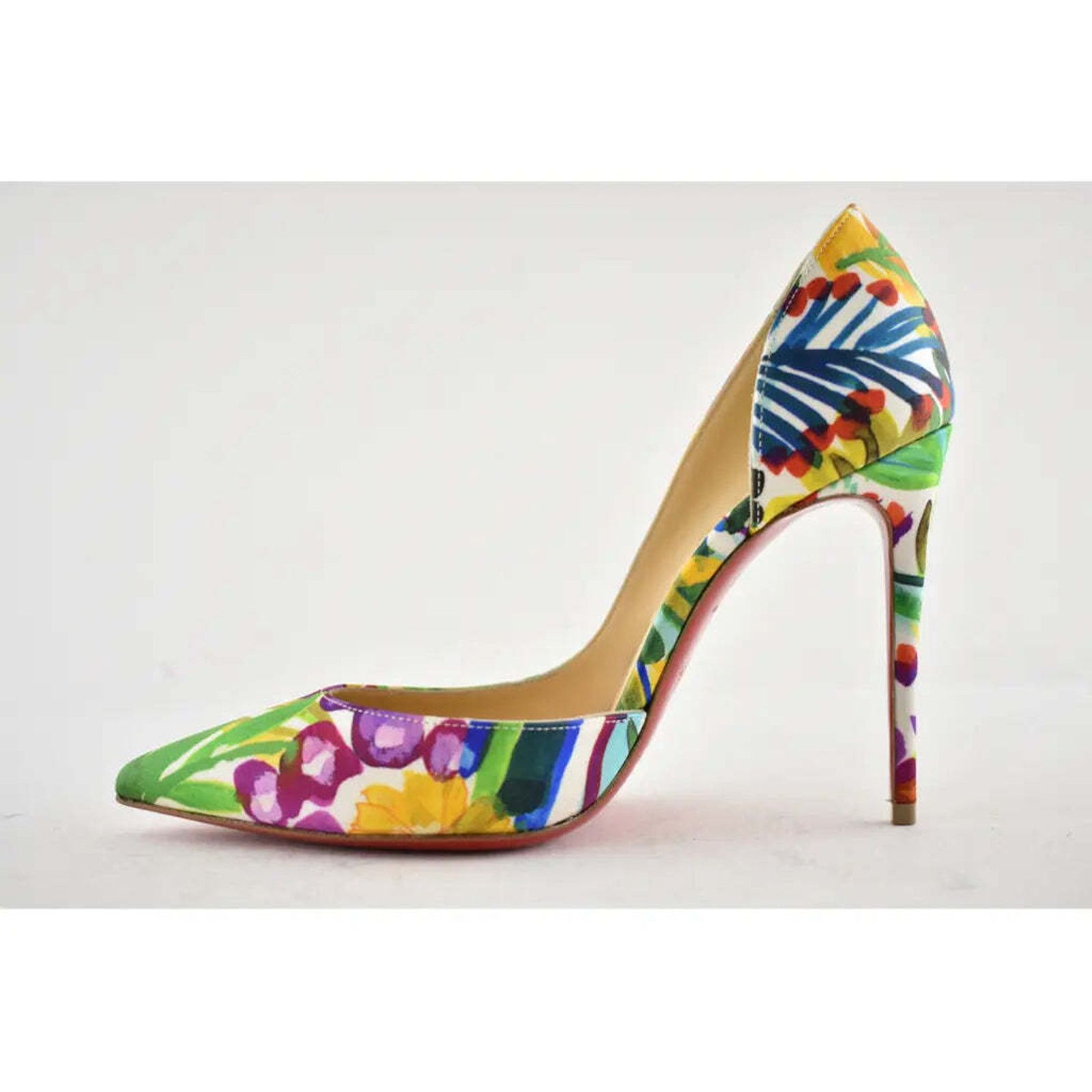 Christian Louboutin Christian Louboutin Iriza 100 Crepe Satin Fleuri Floral Size US 5 / IT 35 - 8 Thumbnail