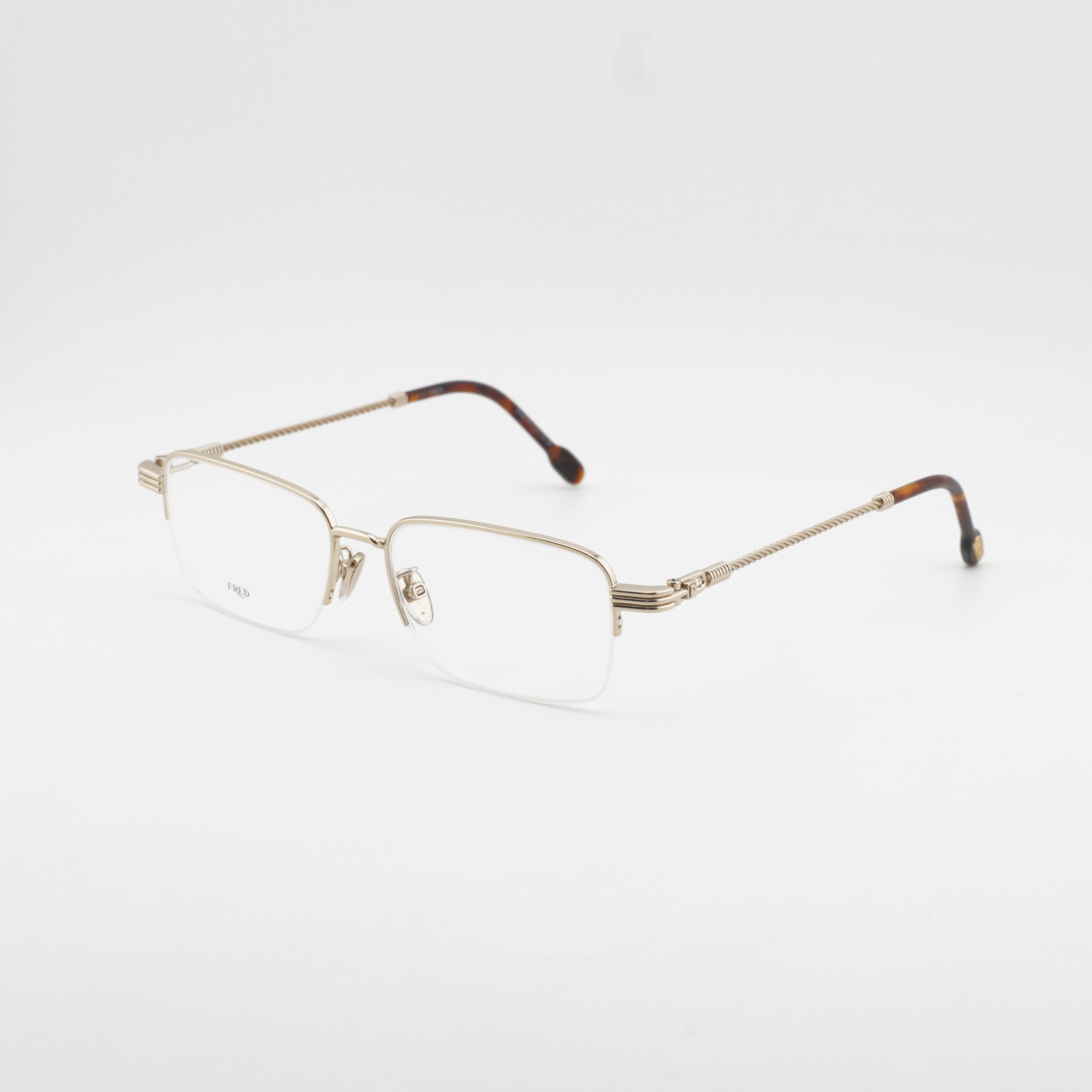 FRED Fred FG50048F 032 Men Eyeglasses Gold 55mm Rectangle Frame Size ONE SIZE - 9 Thumbnail