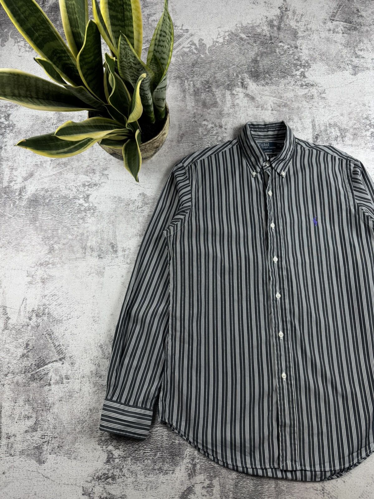 Polo Ralph Lauren Polo Ralph Lauren Black M Size 15 1/2-39 Button Striped Classic LongSleeve Shirt Size US M / EU 48-50 / 2 - 2 Thumbnail
