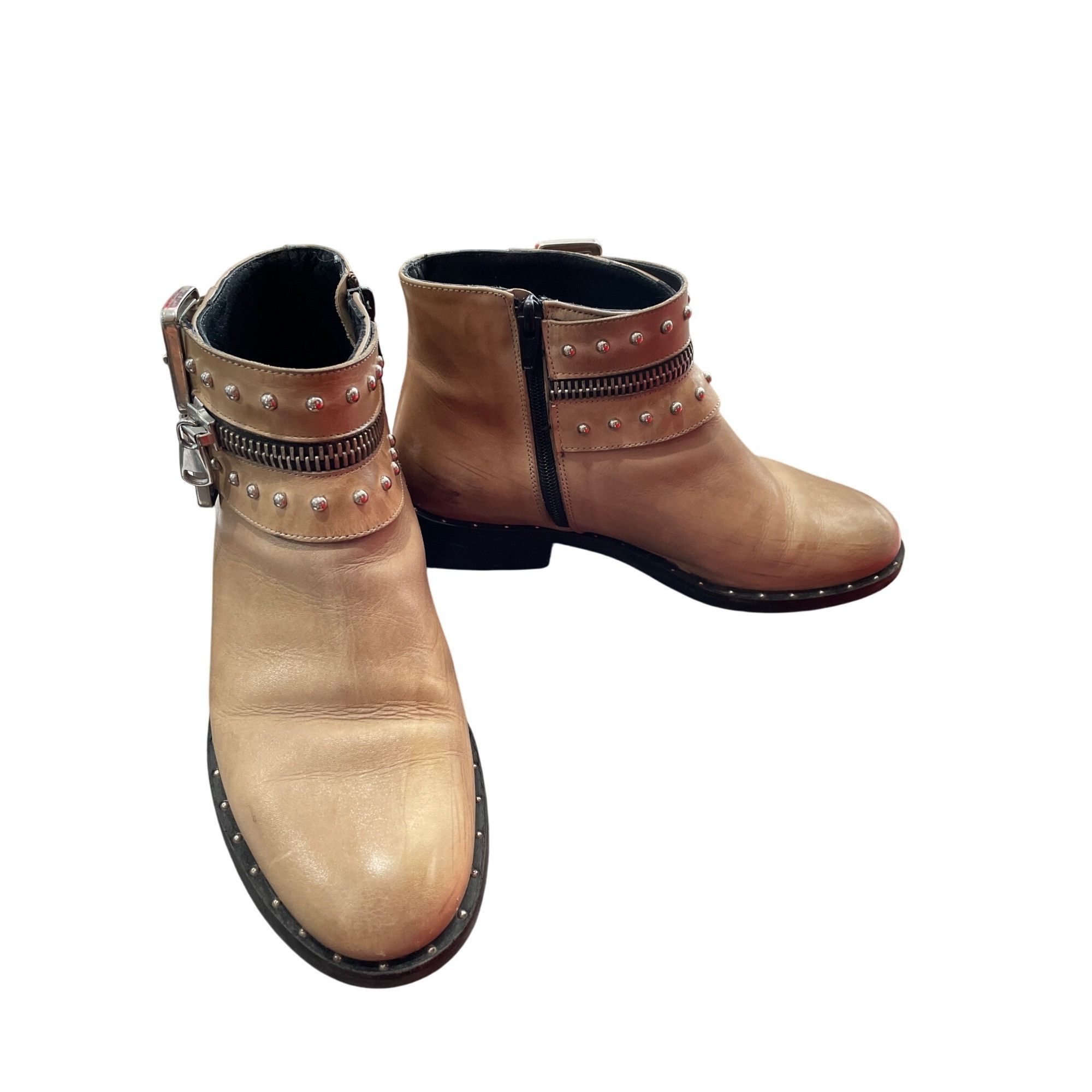Other Charles David Chief womans Taupe Leather Studded Ankle Boots Size US 8.5 / IT 38.5 - 1 Thumbnail