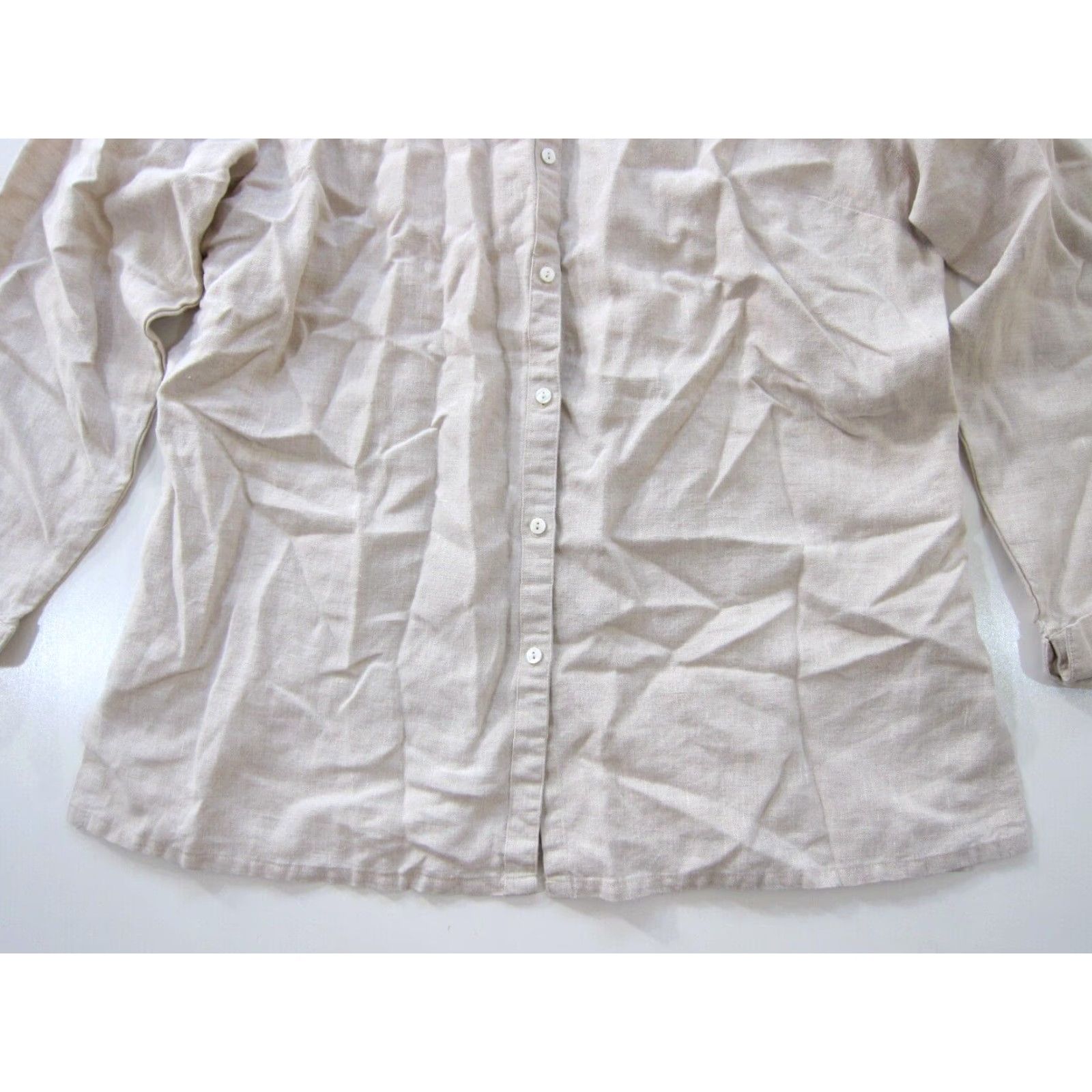 Vintage Linden Hill Blouse 100% Linen Beige Brown Button Down long Sleeve Collared XL Women Size XL / US 12-14 / IT 48-50 - 7 Thumbnail