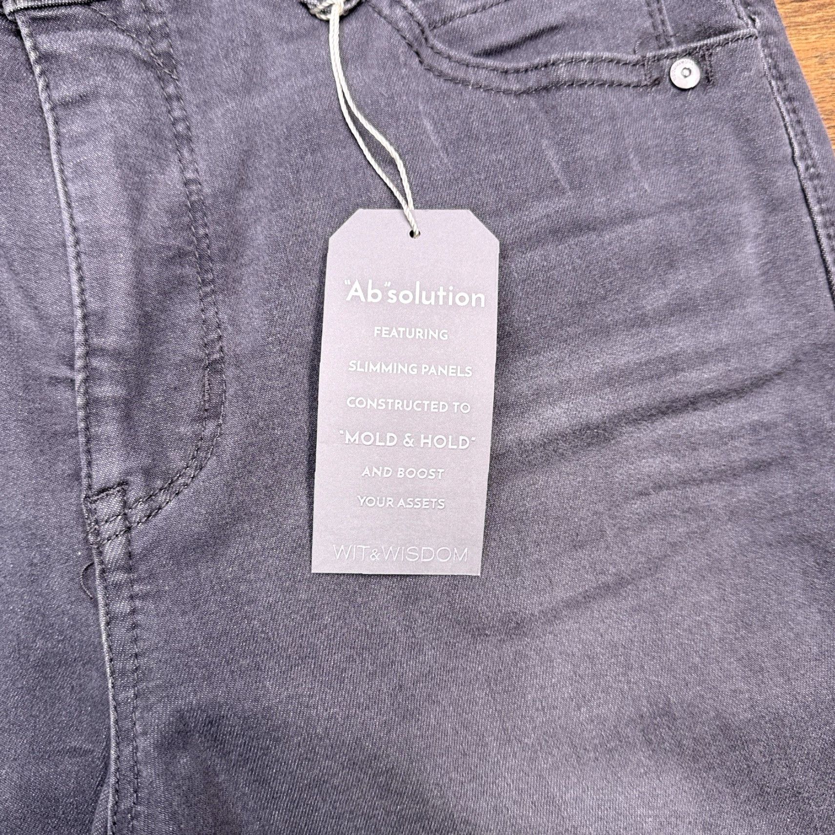 Vintage Wit & Wisdom Jeans Womens 10 Gray High Rise Ankle Stretch Denim Slim 5-Pocket Zip Button Absolution New Size 32" / US 10 / IT 46 - 4 Thumbnail