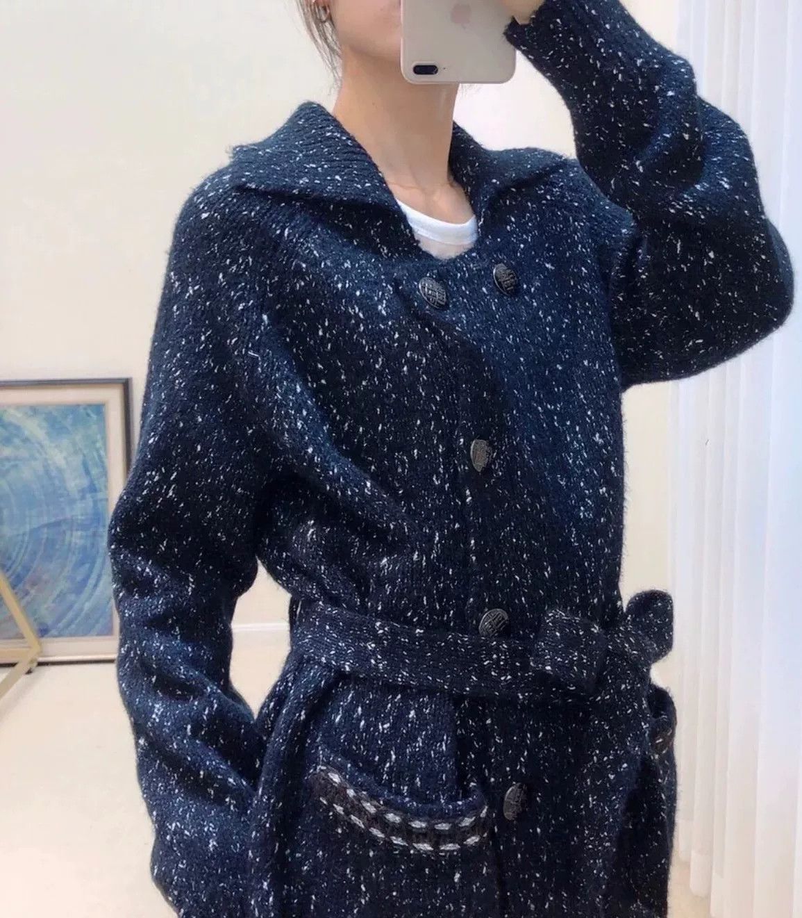 Chanel Chanel 18B Snowflake Pearl Wool Coat Size XXS / US 00 / IT 34 - 1 Thumbnail