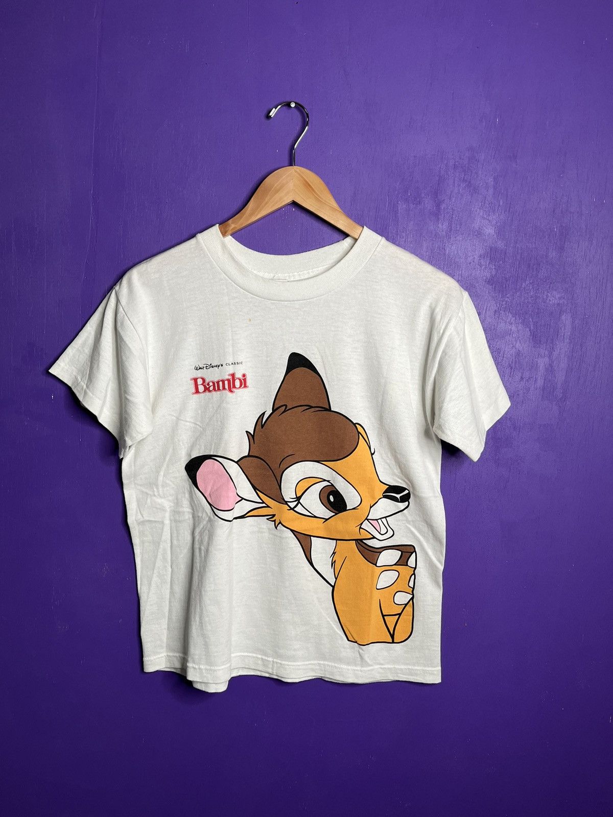 image of Vintage 90's Disneys Bambi Movie Promo T-Shirt in White, Men's (Size Small)