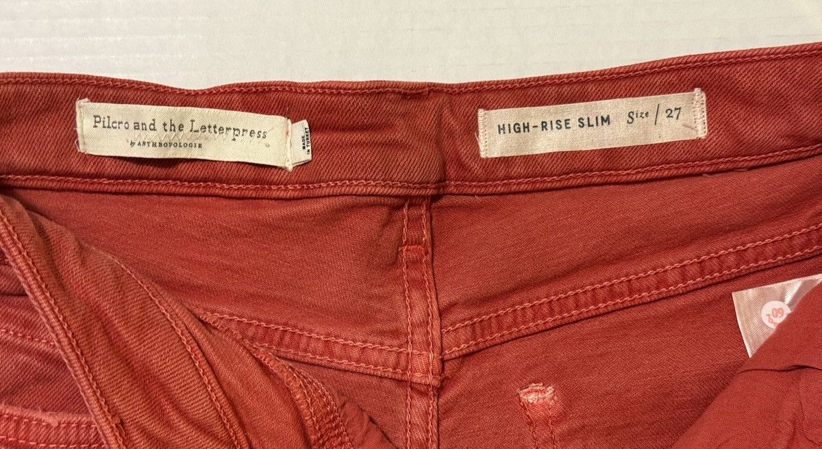 Anthropologie Anthropologie Pilcro Straight Red Orange Distressed Jeans 2 Size 27" / US 4 / IT 40 - 4 Thumbnail