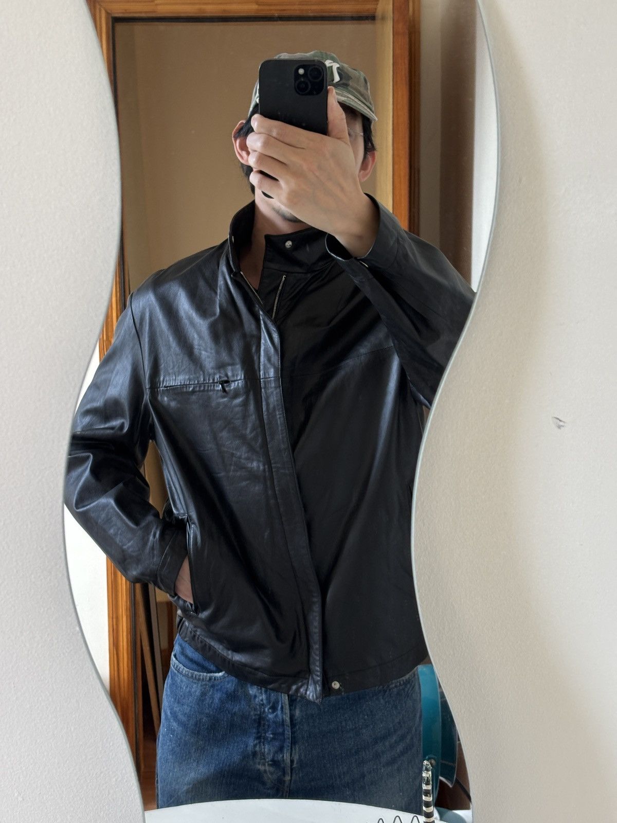 Canali Canali Black Leather Jacket Size IT50 Size US M / EU 48-50 / 2 - 9 Thumbnail