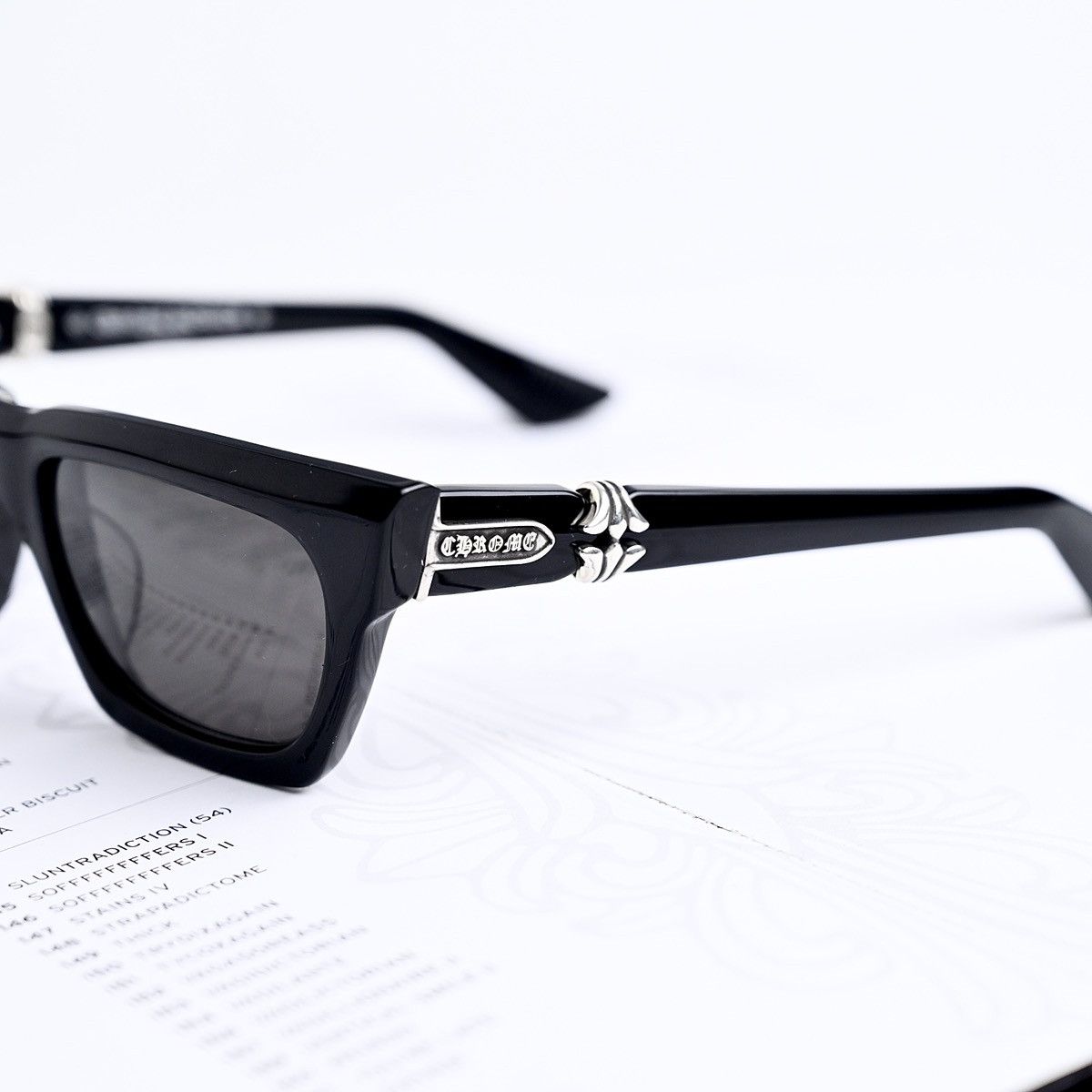 Chrome Hearts CHROME HEARTS CLITERALLY BLACK/SHINY SILVER SUNGLASSES Size ONE SIZE - 3 Thumbnail