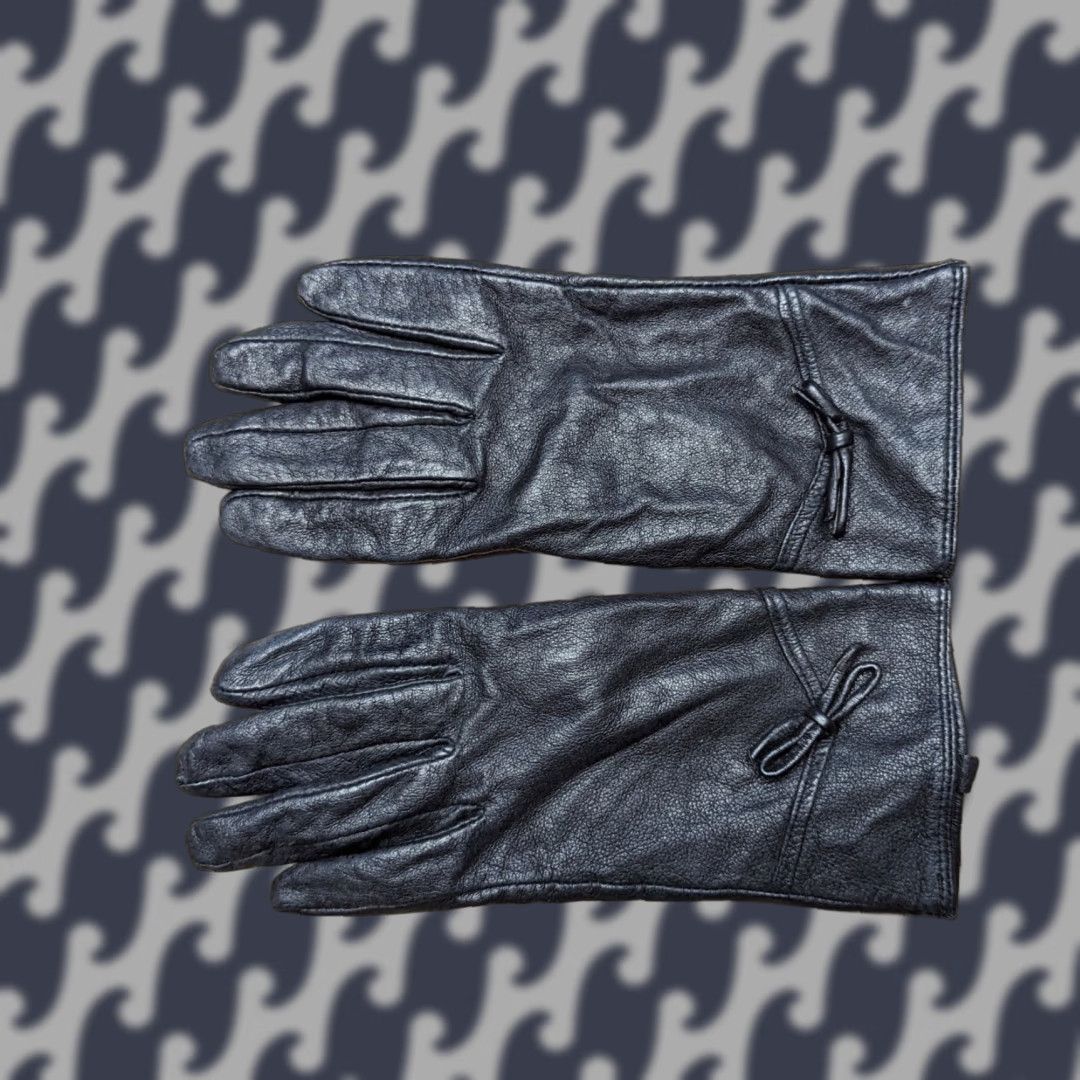 Vintage Genuine Leather Womens Gloves Size 7 Black Winter Warm Thermal Ladies Glove Womens Menus? Size ONE SIZE - 1 Thumbnail