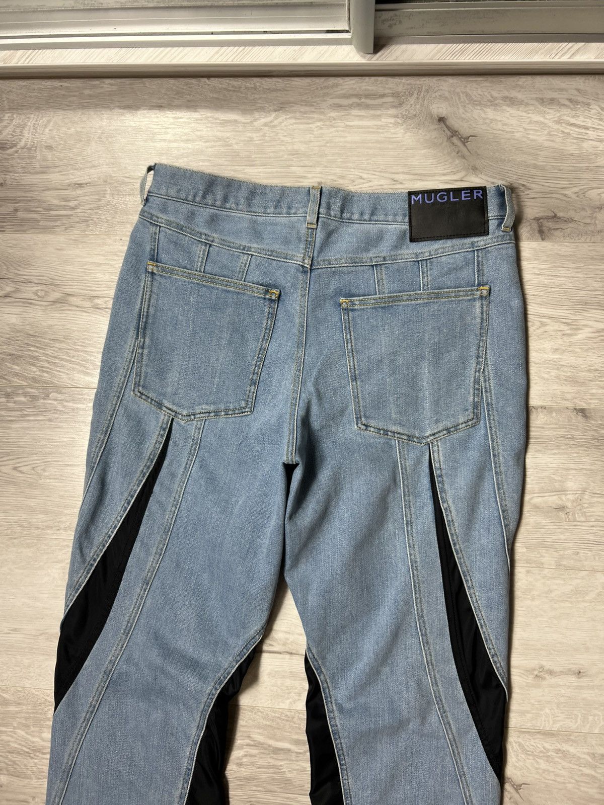 H&M × Mugler Thierry Mugler x HM Blue Spiral Panel Jeans Mens Denim Pants Size US 34 / EU 50 - 17 Thumbnail