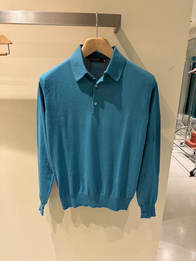 Loro Piana LORO PIANA Men's knit casual Polo shirt 100% cotton Size US S / EU 44-46 / 1 - 1 Thumbnail