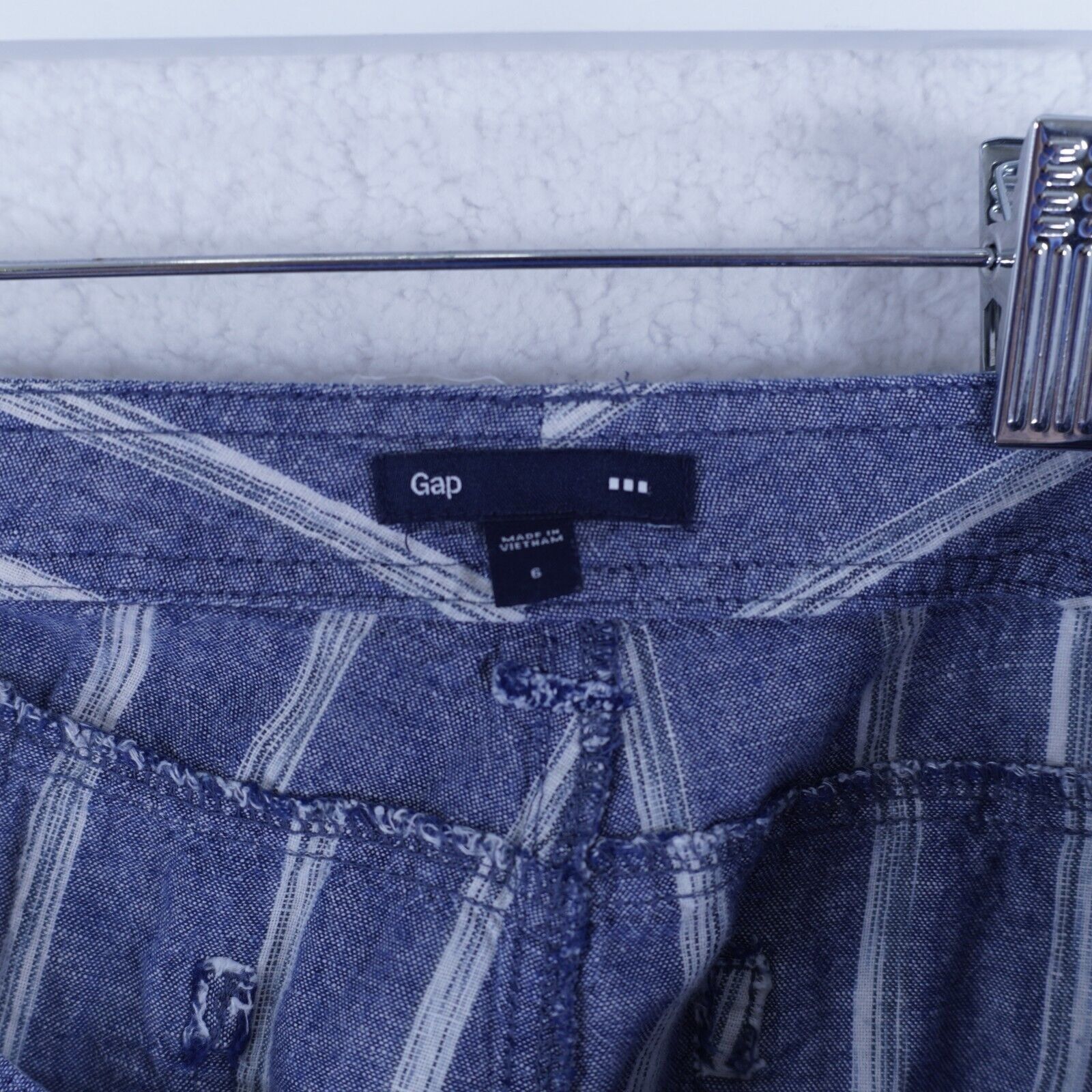 Gap Gap Blue Striped Linen Cotton Rolled Tab Shorts Size 6 Low R Size 28" / US 6 / IT 42 - 7 Thumbnail