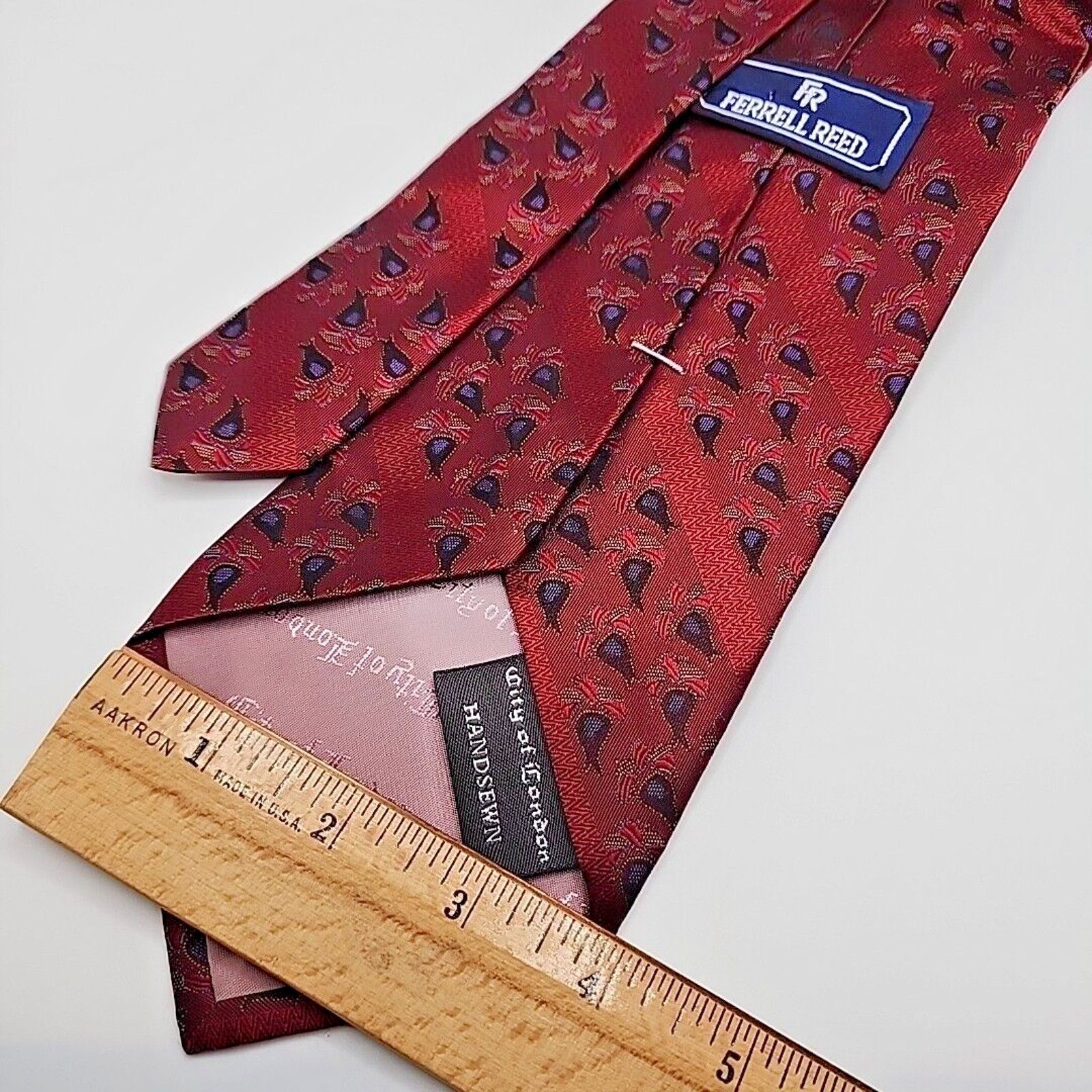 Other Ferrell Reed Silk Jacquard Necktie - Red w Stripes- Like New Size ONE SIZE - 2 Thumbnail
