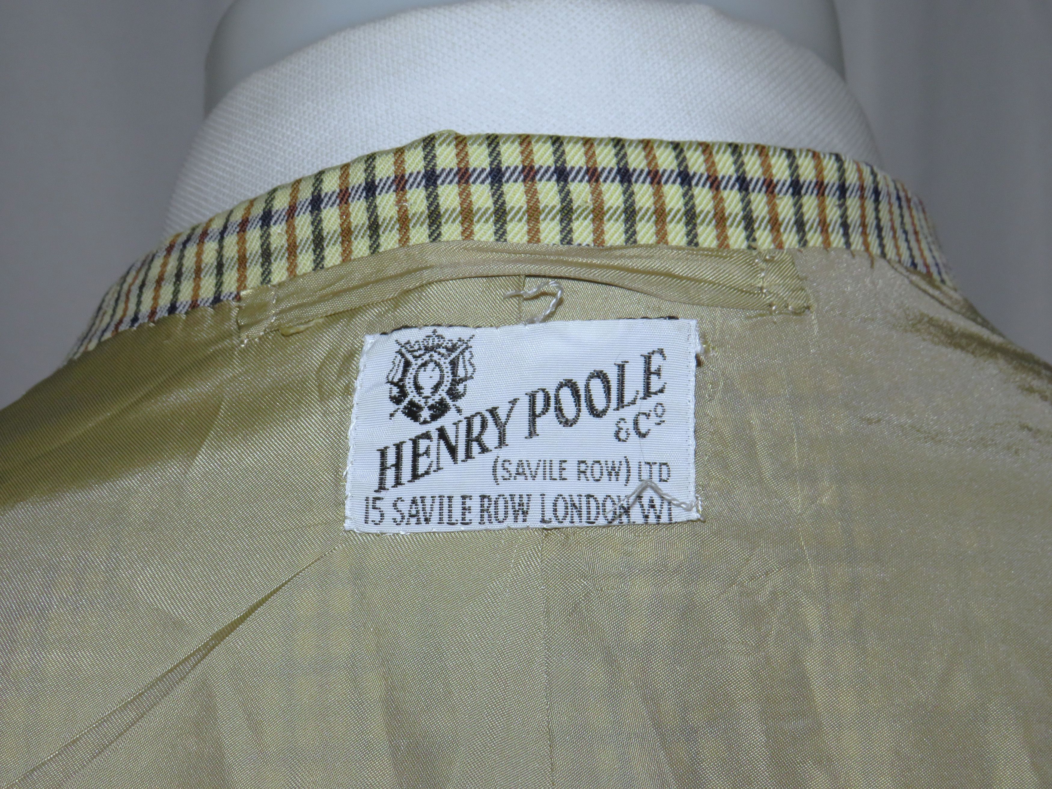Henry Poole Savile Row Bespoke Cream Checked Two Button Sport Coat 44R Size 44R - 13 Thumbnail