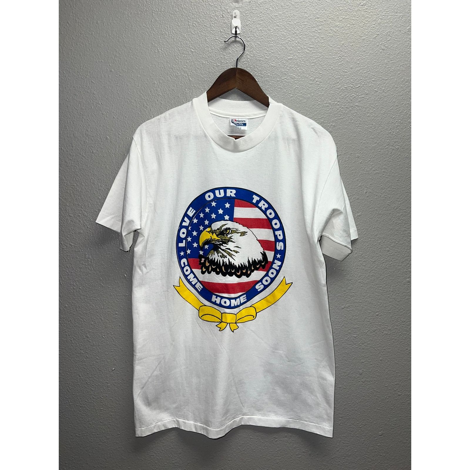 Hanes Vintage Love Our Troops Shirt Come Home Soon Tee 90s VTG L Size US L / EU 52-54 / 3 - 1 Thumbnail