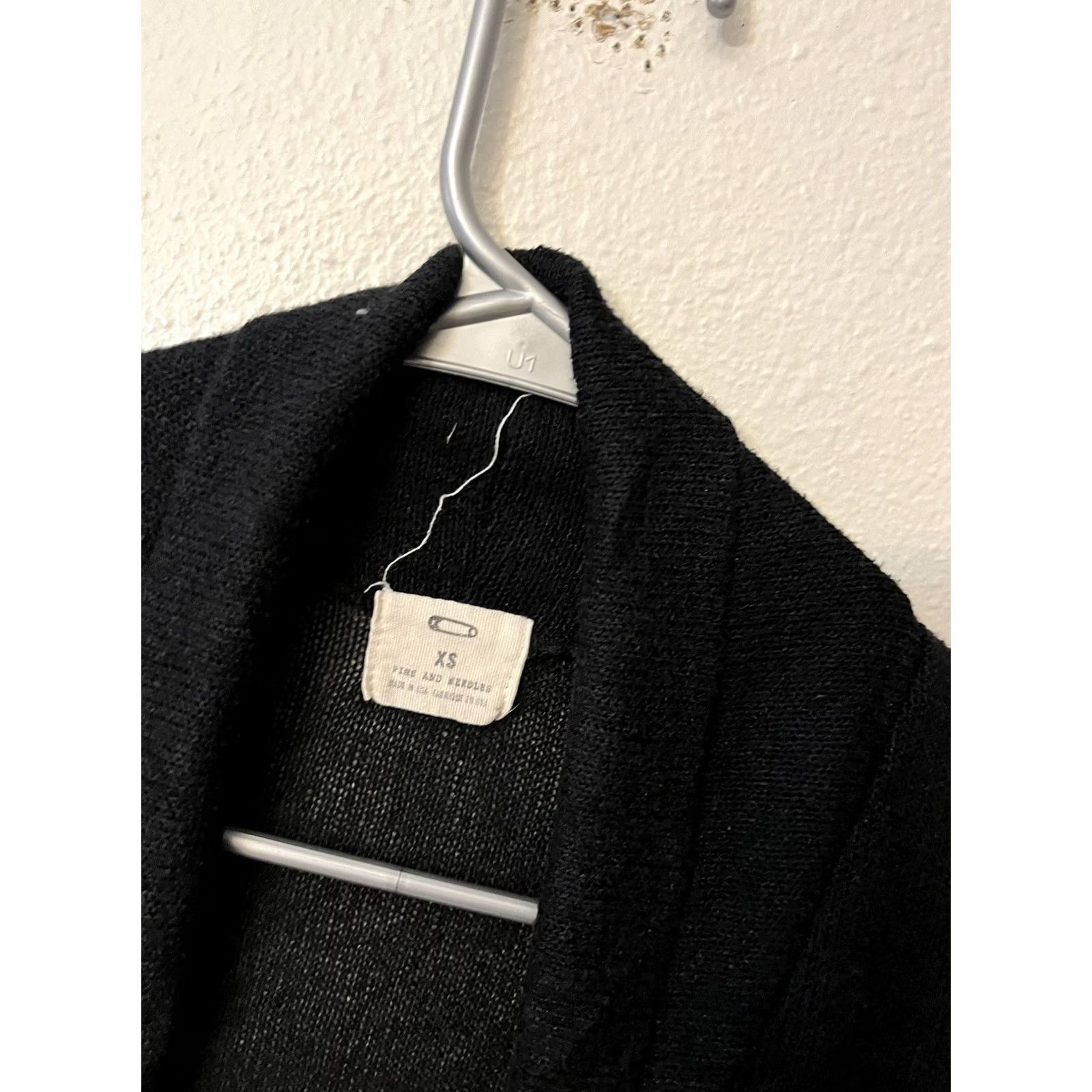 Needles VINTAGE Pins and Needles Cardigan Women XS Black Knit Cotton 3/4 Sleeve USA Sweater Size XS / US 0-2 / IT 36-38 - 2 Thumbnail