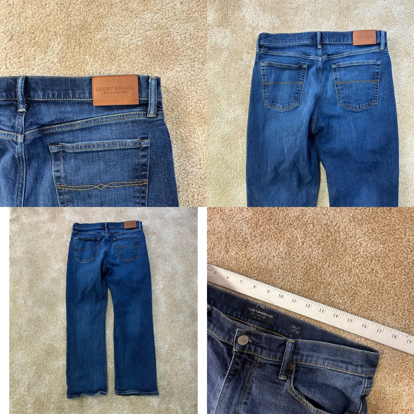 Lucky Brand Lucky Brand 181 Jeans Men’s 34x30 Blue Denim Relaxed Straight 5-Pocket Comfort Waist 34 Regular XS? No—34x30 Size US 34 / EU 50 - 8 Thumbnail