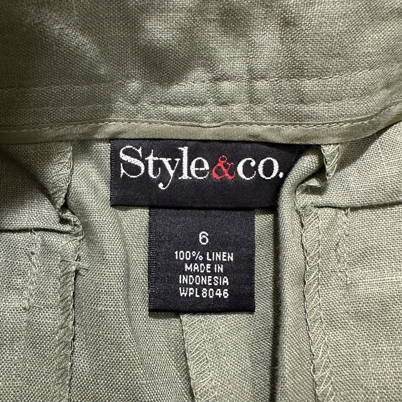 Other Style & Co 6 Pure Linen Green Straight Leg Capri Pants Size 28" / US 6 / IT 42 - 4 Thumbnail