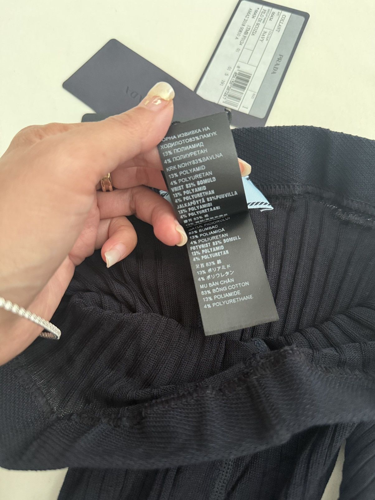 Prada Prada Midnight Navy Ribbed Knitted Pantyhose In size I(S) Size ONE SIZE - 4 Thumbnail