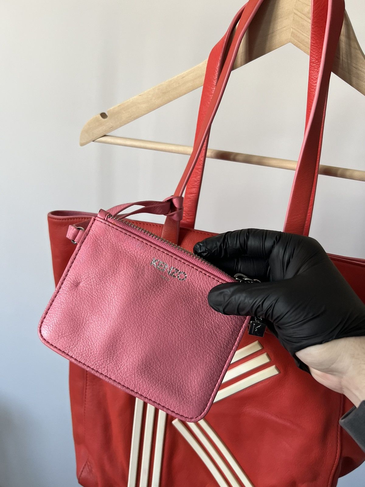 Kenzo KENZO Red Leather K Logo Shopper Tote Luxury Size ONE SIZE - 9 Thumbnail