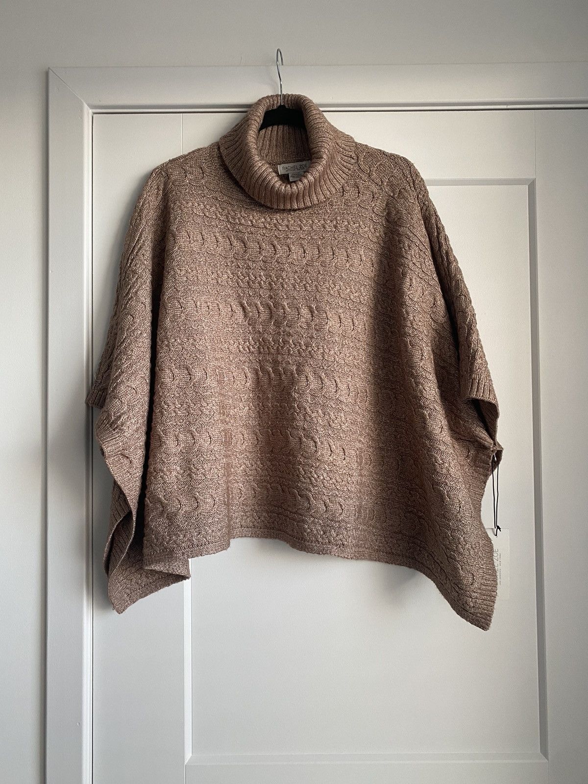 Rachel Zoe Rachel Zoe Women's Tan Cream Knit Turtle Neck Poncho - NWT Size ONE SIZE - 1 Thumbnail