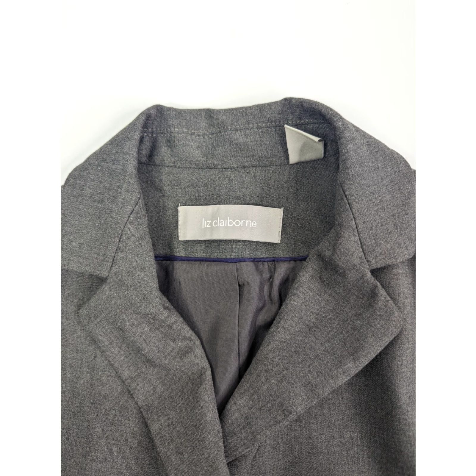 Liz Claiborne Liz Claiborne Blazer Jacket Women 8 Charcoal Gray 4-Button Notch Lapel Lined Polyester Spandex Rayon Classic Regular Sized Size M / US 6-8 / IT 42-44 - 6 Thumbnail