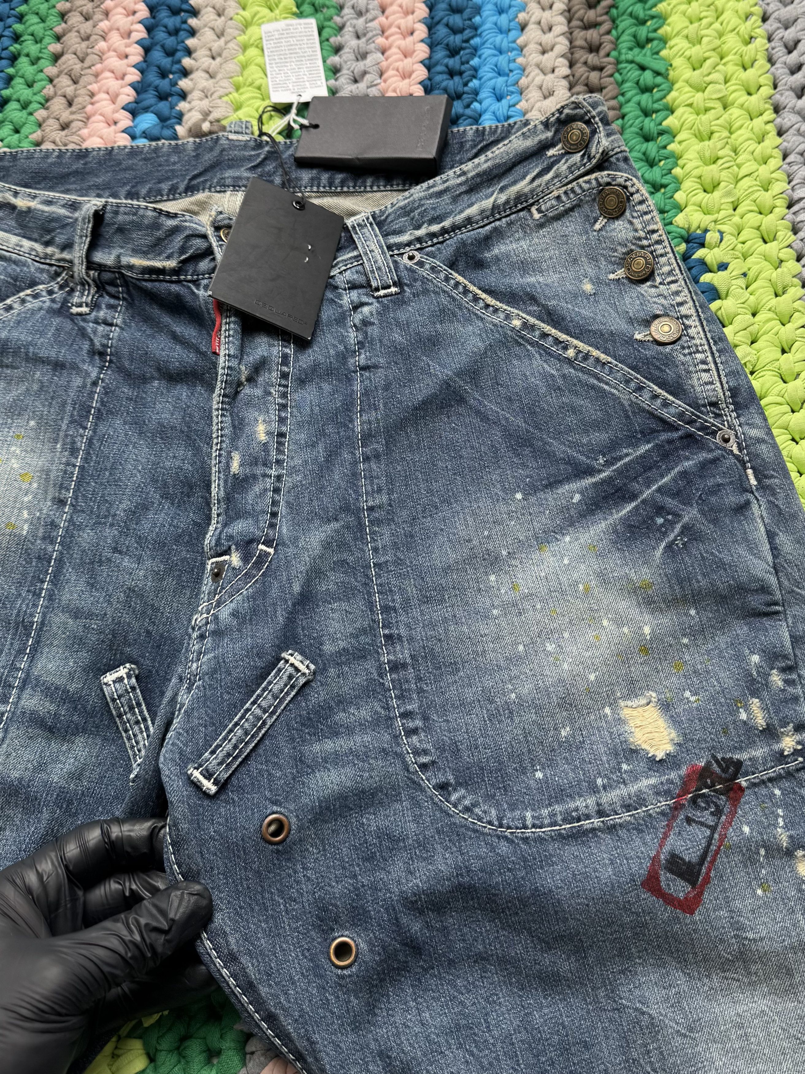 Dsquared2 Disquared2 Distressed Jeans Straight Leg Paint Splatter Y2K Size US 34 / EU 50 - 6 Thumbnail