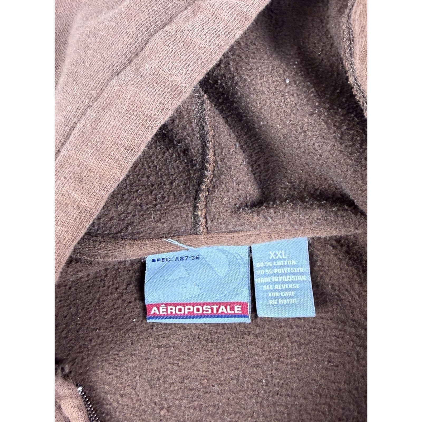 Aeropostale VINTAGE Aeropostale Hoodie Sweatshirt 2XL Brown Logo Embroidered Zip Hooded Fleece Mens Y2k Size US XXL / EU 58 / 5 - 3 Thumbnail