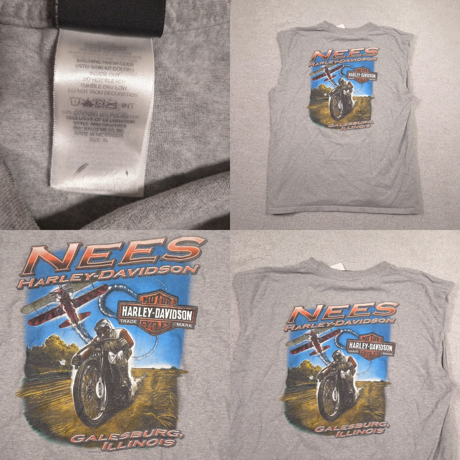 Harley Davidson Harley-Davidson Shirt Mens XL Gray Sleeveless Biker Tee Shirt Adult XL Gray Harley-Davidson Logo Graphics Back NEES Galesburg Illinois Vintage No Size US XL / EU 56 / 4 - 9 Thumbnail