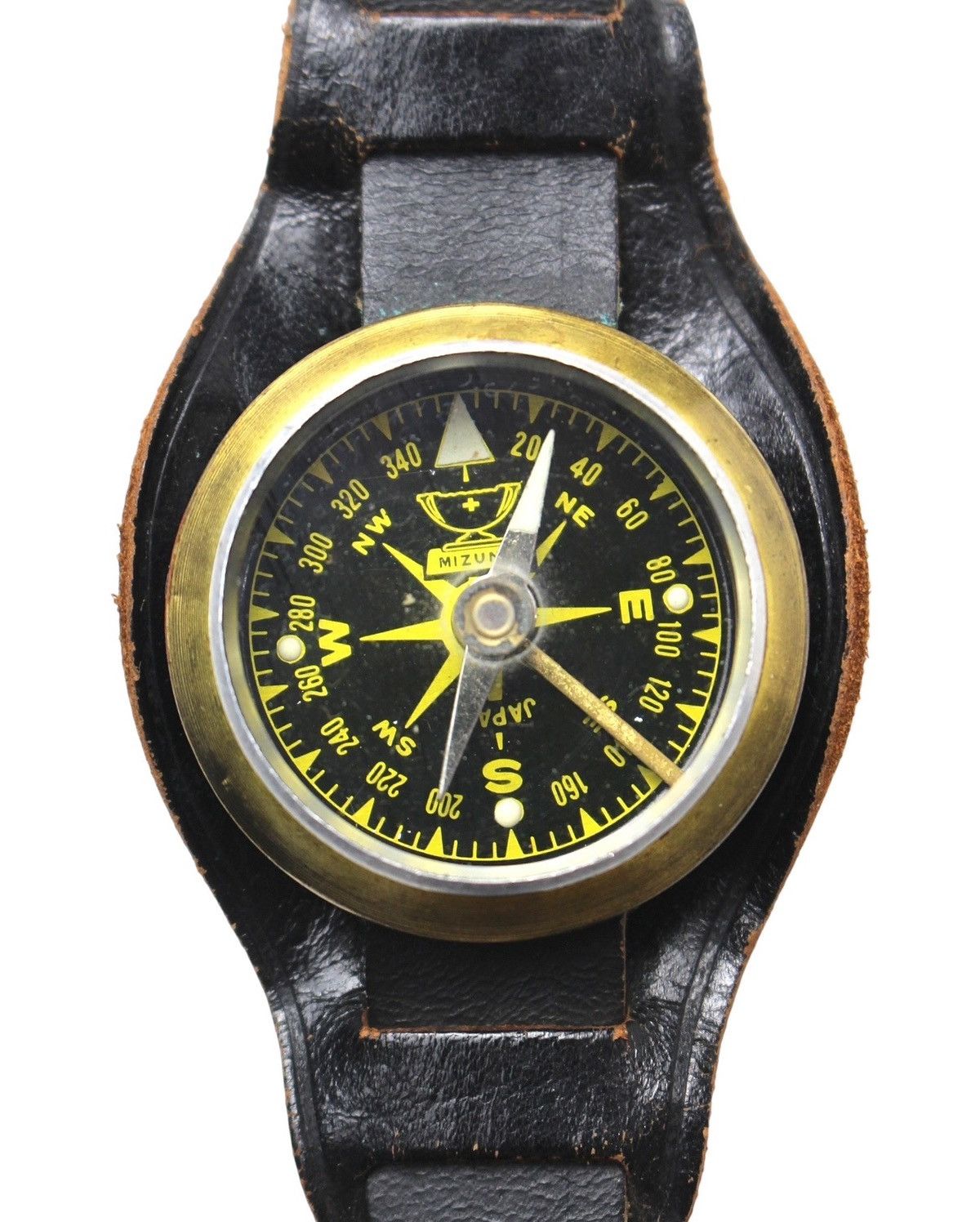Vintage 1960S MIZUNO BRASS COMPASS ON LEATHER WRISTBAND Size ONE SIZE - 2 Thumbnail