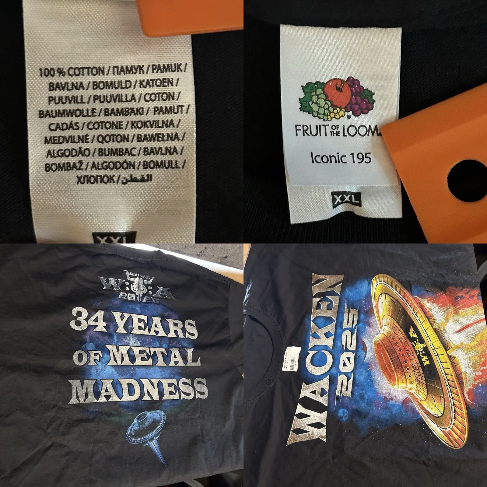 Fruit Of The Loom Wacken 2025 Men's 2XL Black Short Sleeve T-Shirt - Metal Madness Logo Graphic Size US XXL / EU 58 / 5 - 8 Thumbnail