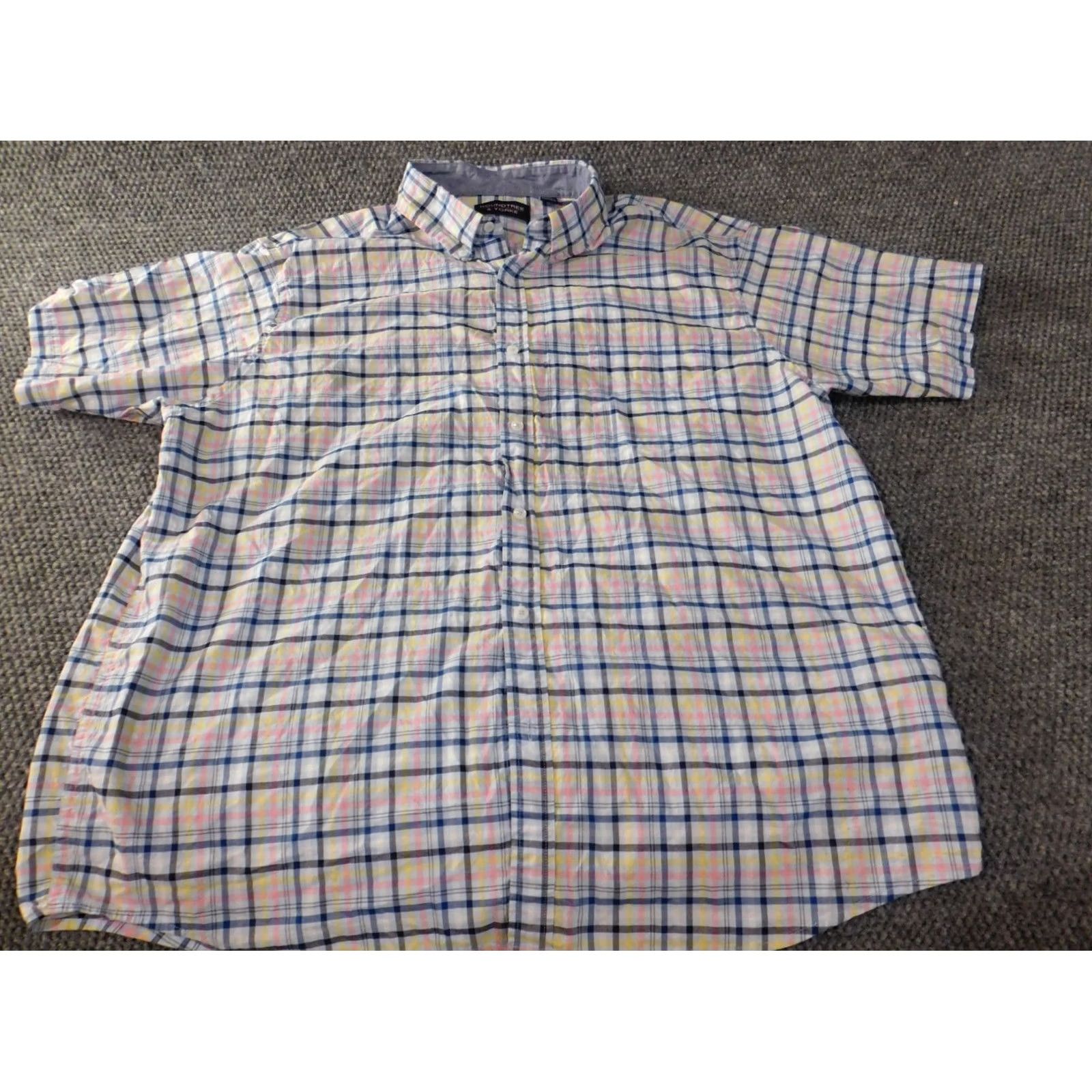 Roundtree & Yorke Roundtree & Yorke Mens Shirt XL Blue Plaid Button-Down Casual Shirt Size US XL / EU 56 / 4 - 2 Thumbnail