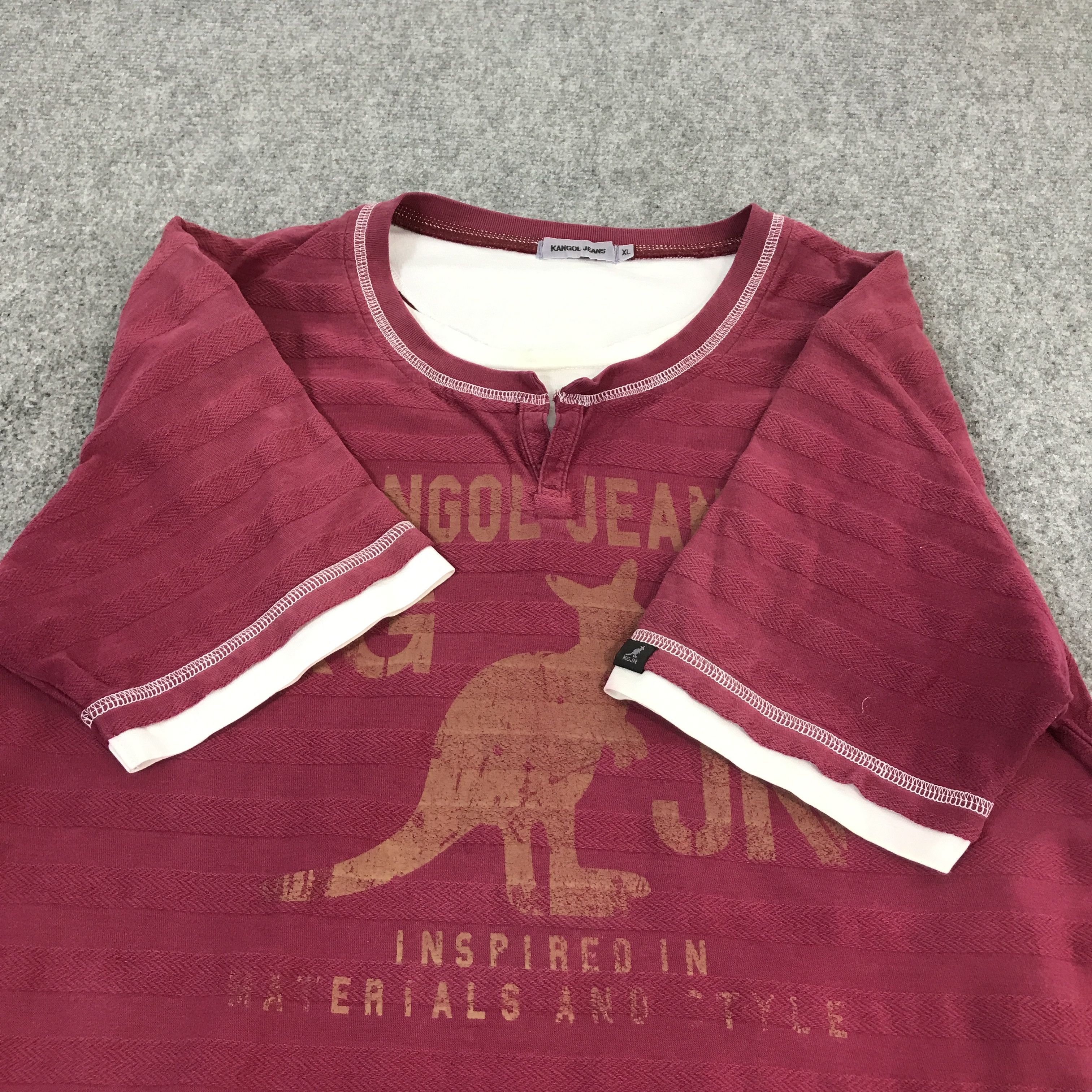 Japanese Brand × Kangol KANGOL JEANS STRIPED LOGO DESIGN DOUBLE TSHIRTS Size US XL / EU 56 / 4 - 8 Thumbnail