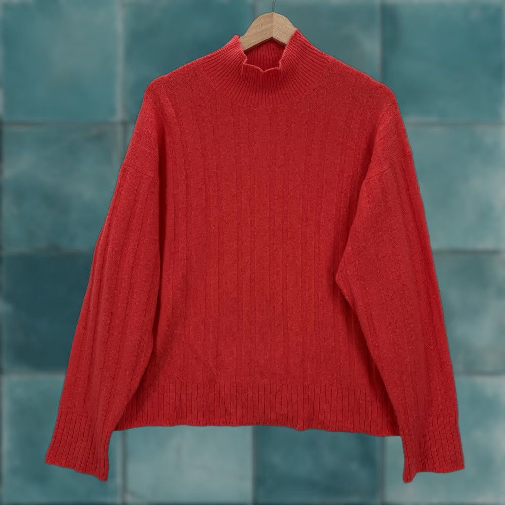 J.Crew J Crew Sweater Womens XL Red Mock Neck Ribbed Merino Alpaca Soft Knit Pullover Size XL / US 12-14 / IT 48-50 - 1 Thumbnail