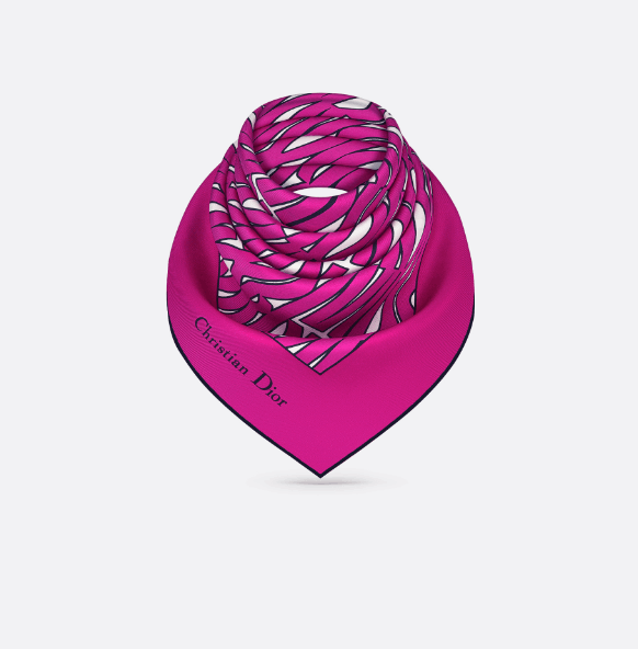 Dior o1w1db10625 Size : OS / Square Scarf in White/Fuchsia Size ONE SIZE - 3 Thumbnail