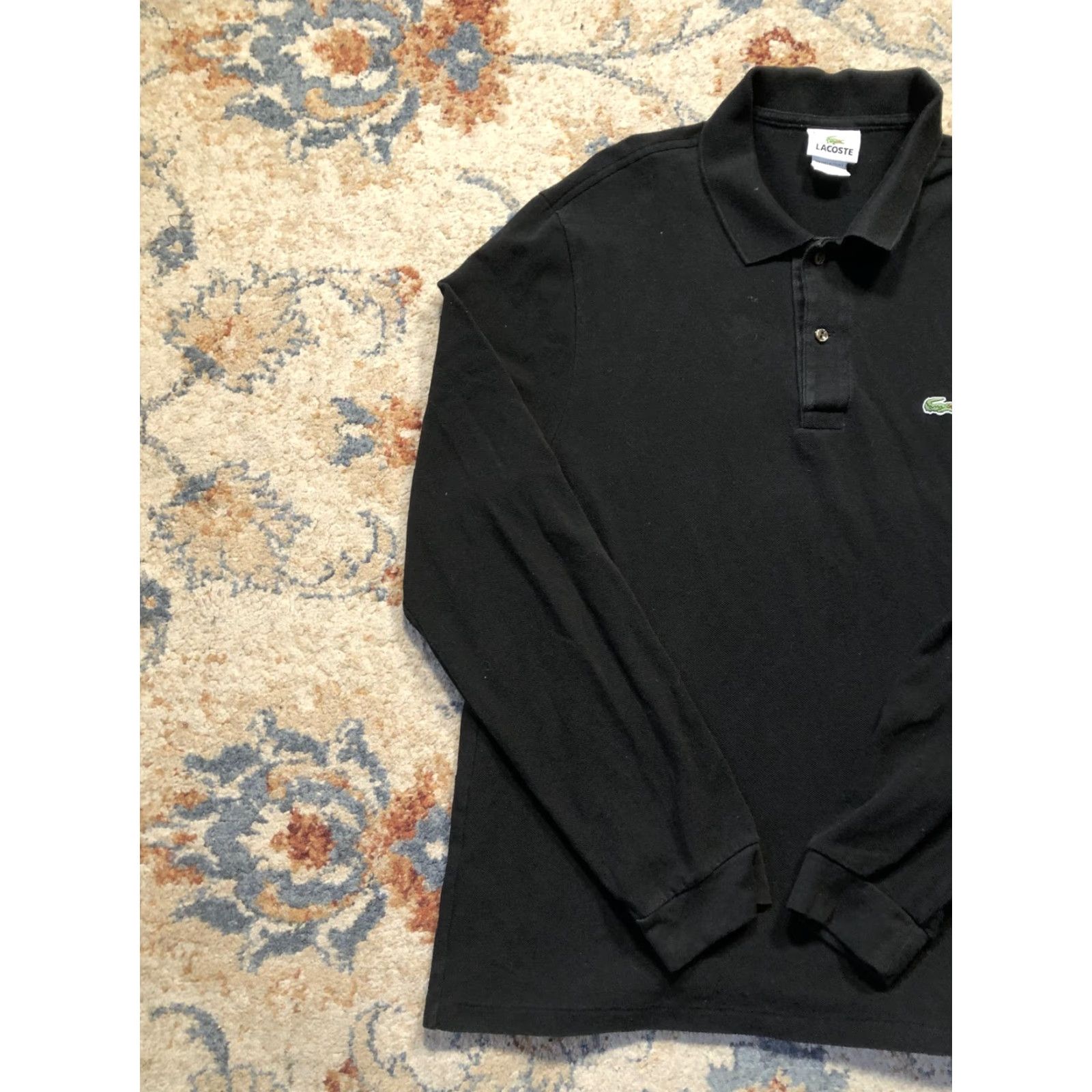 Lacoste Lacoste Polo Shirt Mens XL Black Long Sleeve Pique Croc Logo Golf Casual Size US XL / EU 56 / 4 - 3 Thumbnail