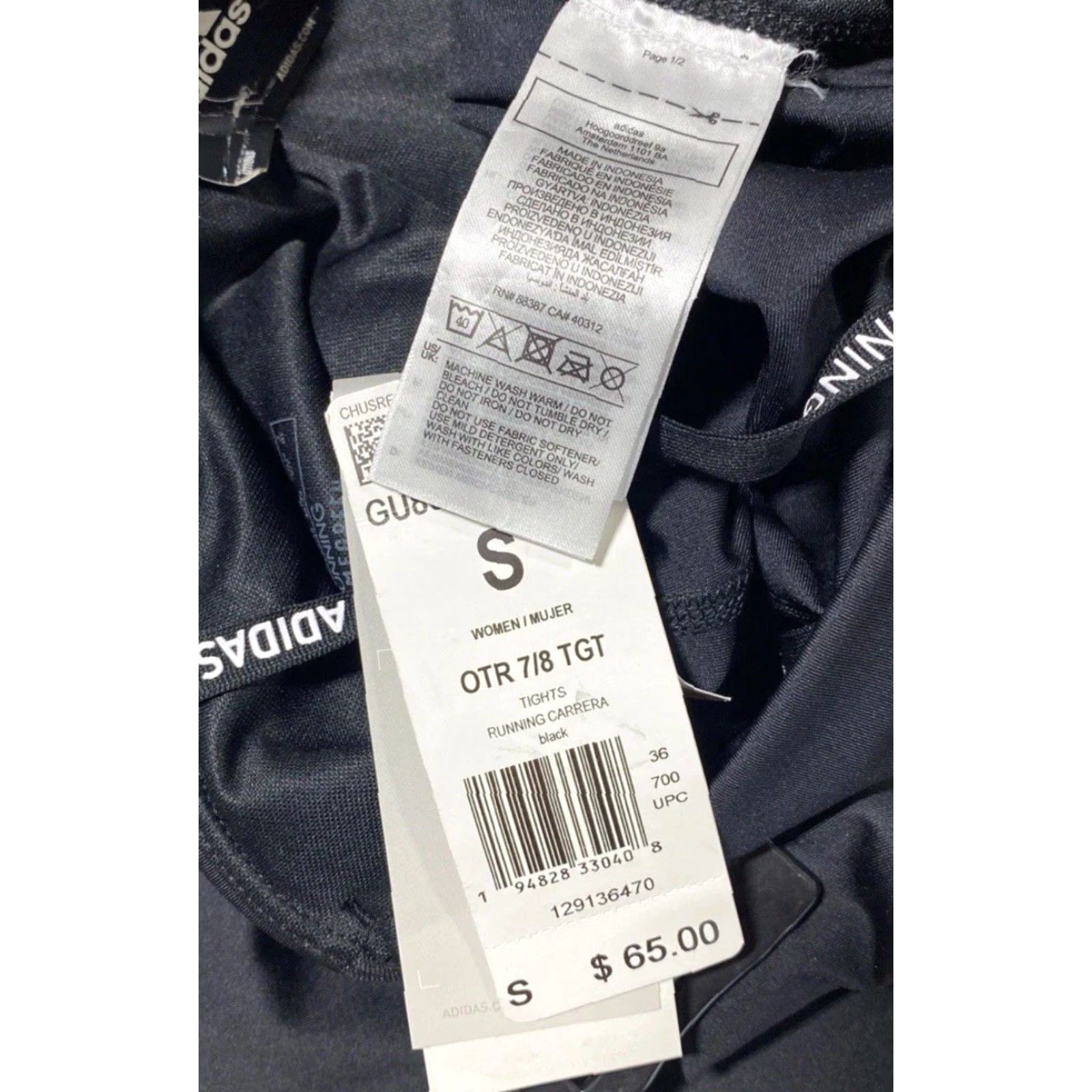 Adidas NEW Adidas OTR 7/8 Tight Women's Black Carrera Compression Leggings S Tight Skinny Inseam 25 in Activewear Running Winter Pullo n Closure Size 28" / US 6 / IT 42 - 4 Thumbnail