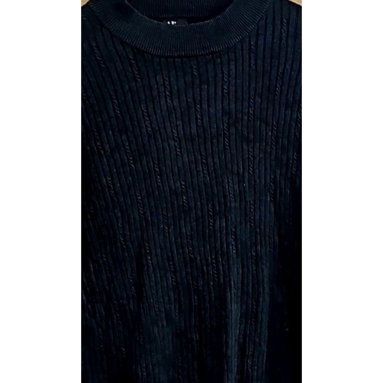 Vintage Ali Miles Black Ribbed Knit Sweater Women’s Large Long Sleeve Crewneck Size L / US 10 / IT 46 - 2 Thumbnail