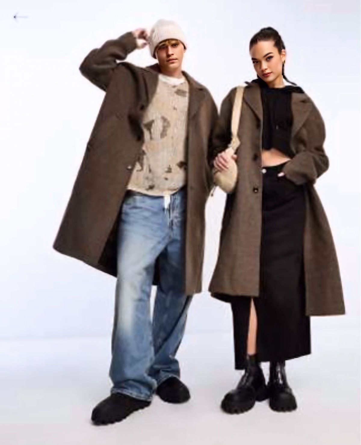 Weekday Weekday Unisex Albin wool blend overcoat in mole Size S / US 4 / IT 40 - 1 Thumbnail