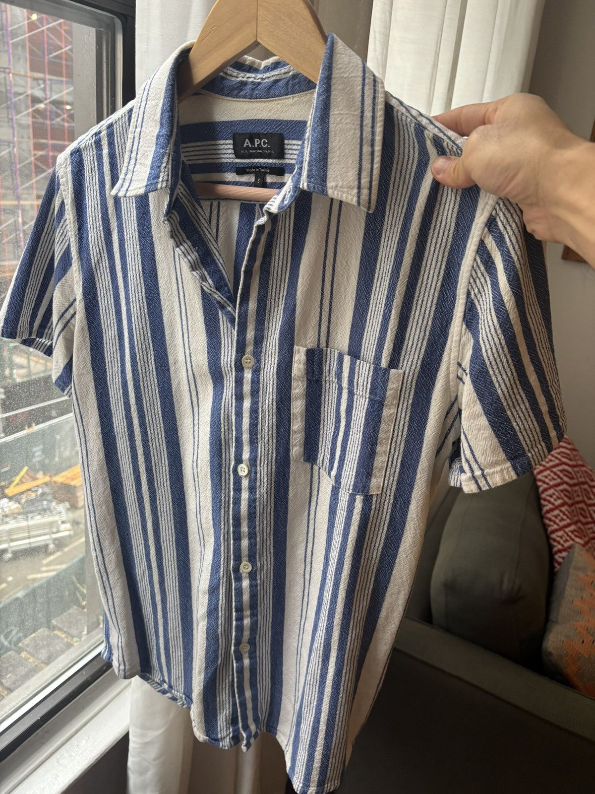 A.P.C. APC Striped Short Sleeve Shirt XS Size US XS / EU 42 / 0 - 6 Thumbnail