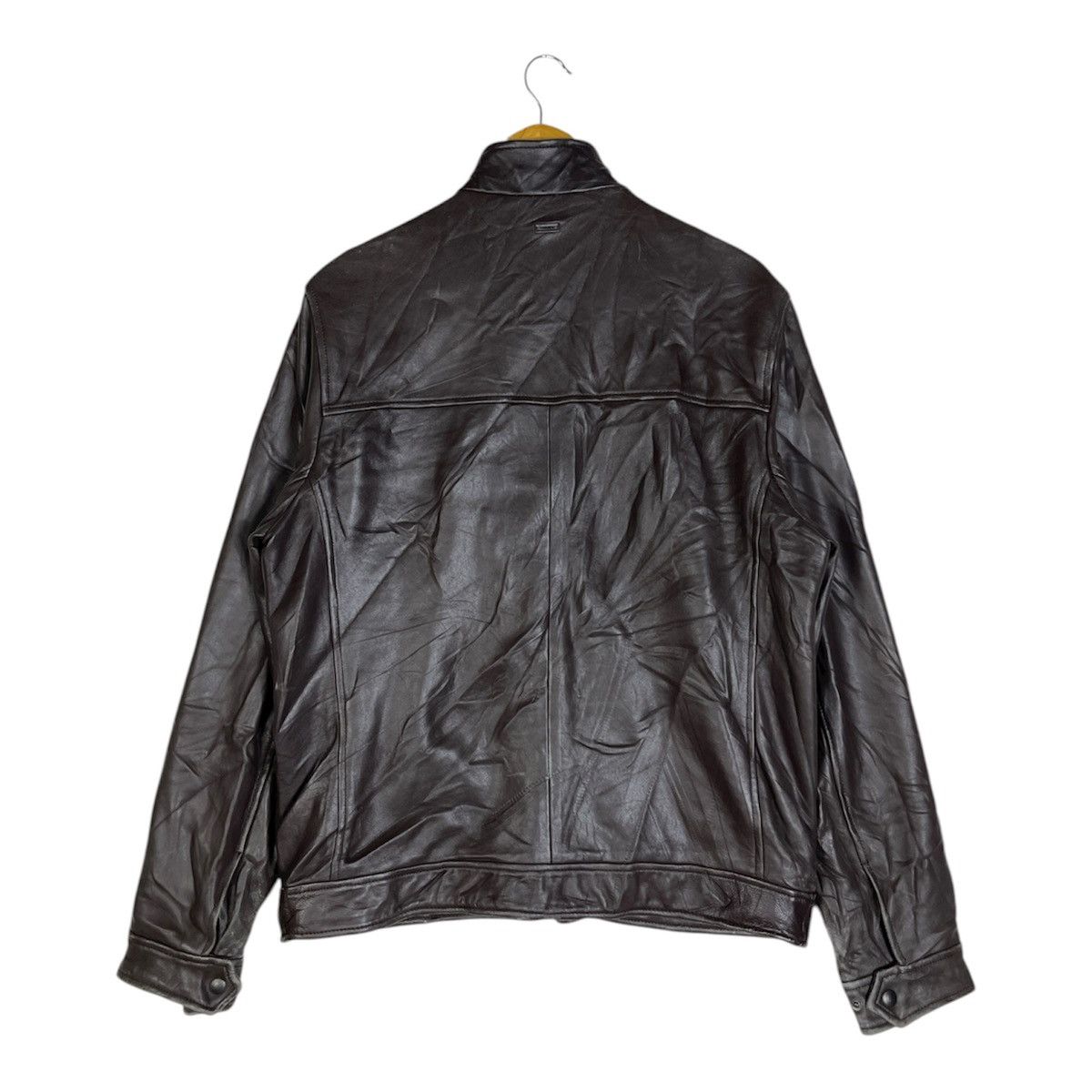 Calvin Klein Vintage Calvin Klein Genuine Leather Cafe Racer Jacket Brown Size US M / EU 48-50 / 2 - 2 Thumbnail