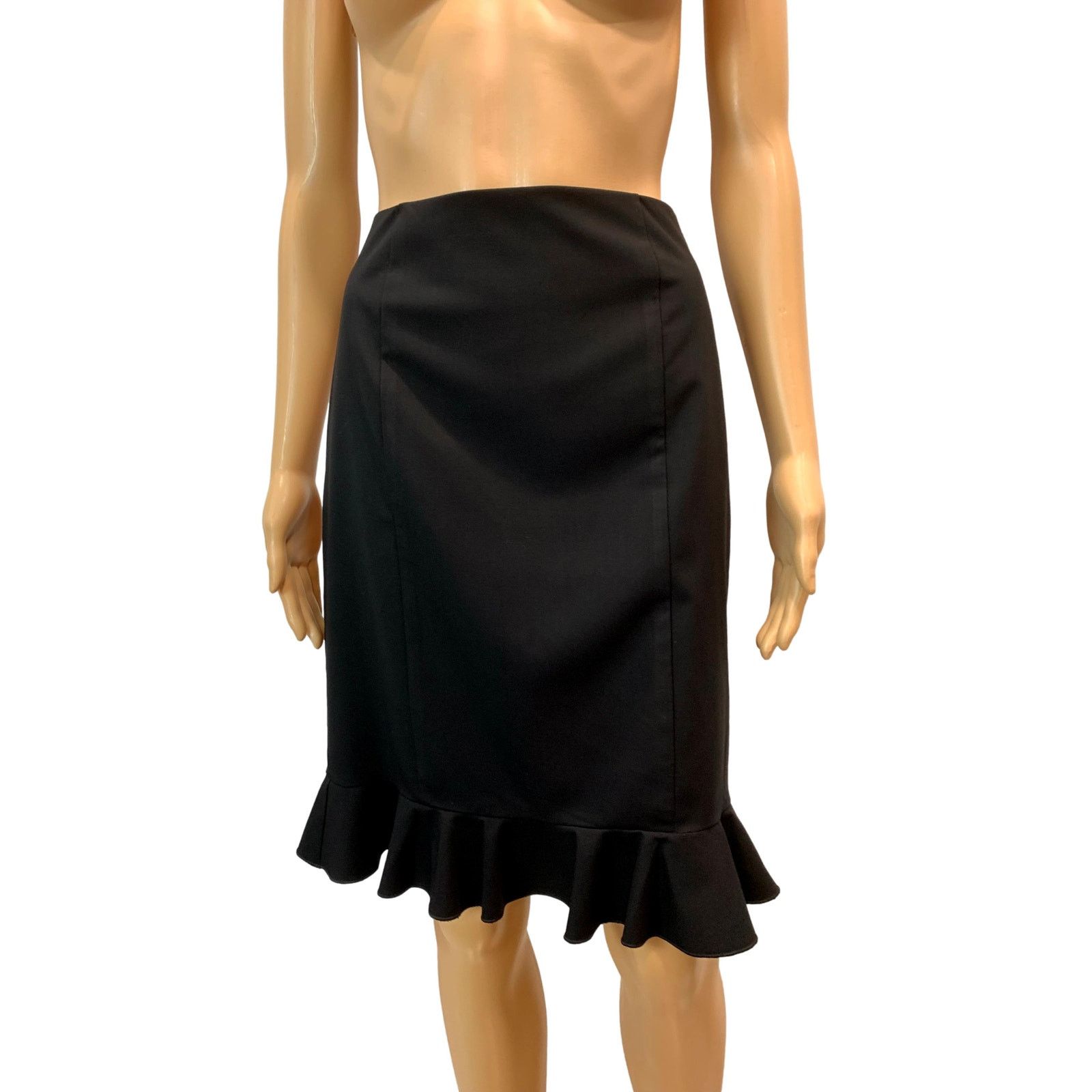 Trina Turk Trina Turk BLACK Pencil Skirt Flounce Hem | STRETCH | size 6 Size 28" / US 6 / IT 42 - 3 Thumbnail