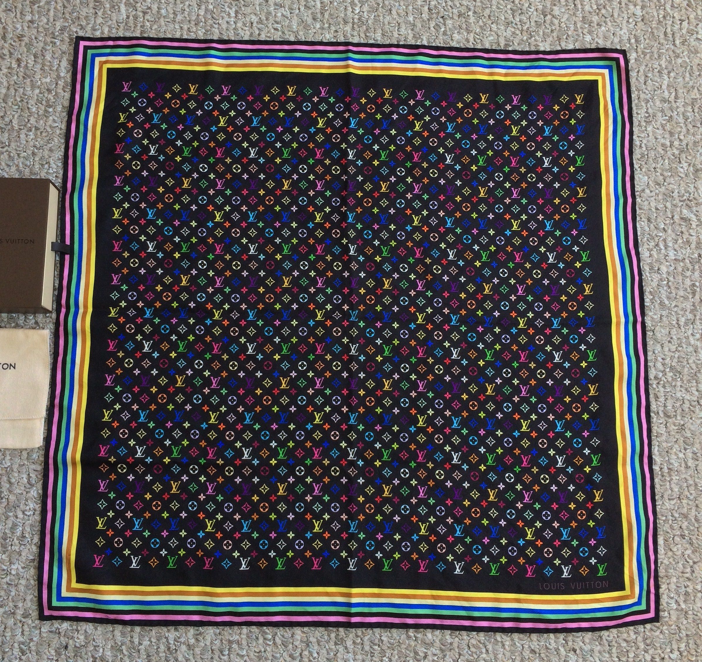 image of S/s 2003 Louis Vuitton Murakami Monogram Silk Scarf, Men's