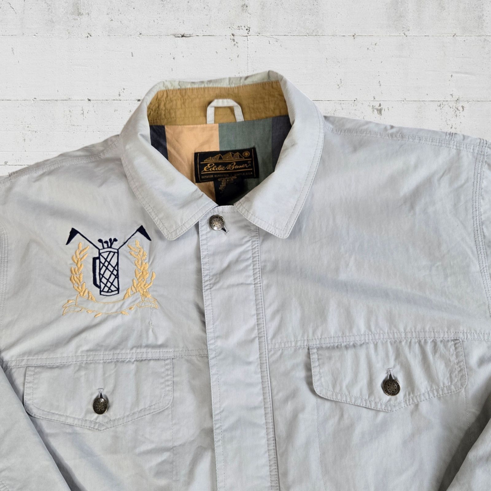Eddie Bauer 90s Eddie Bauer Utility Golf Jacket Pale Khaki Canvas Size US M / EU 48-50 / 2 - 3 Thumbnail