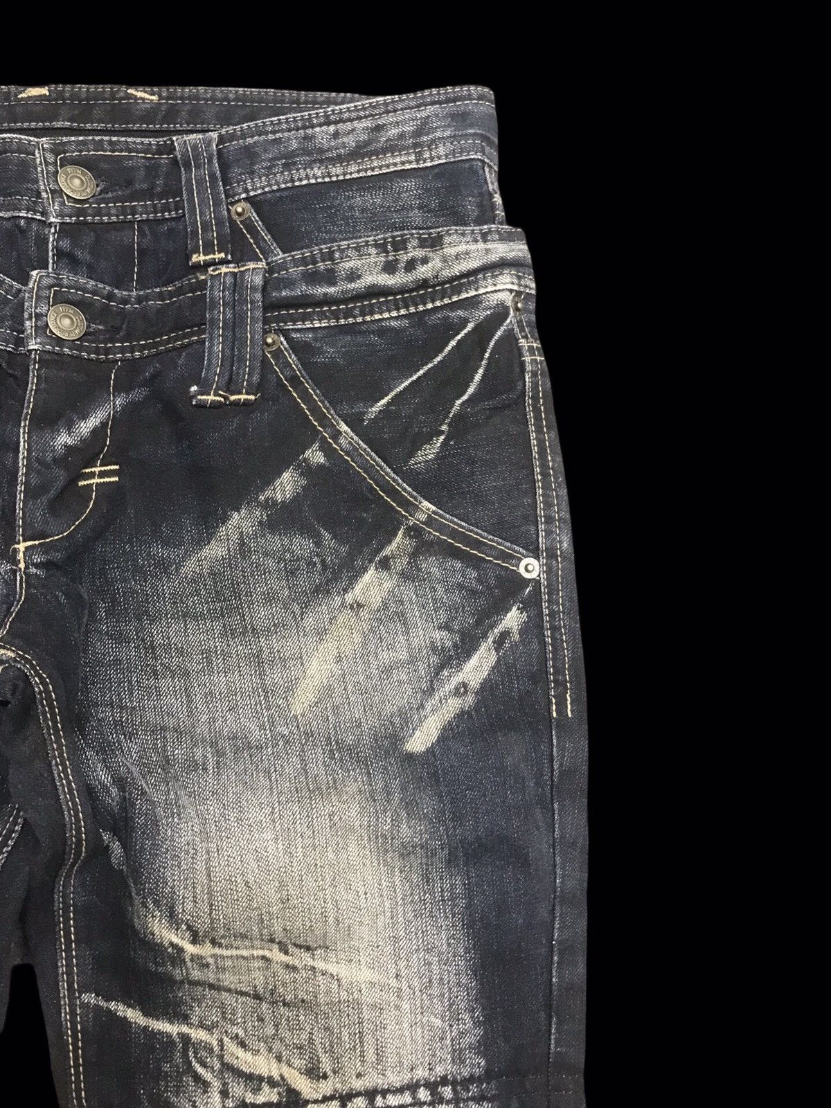 Japanese Brand PPFM Japan Double Waist Rare Fades Streetwear Denim F297 Size US 31 - 3 Thumbnail