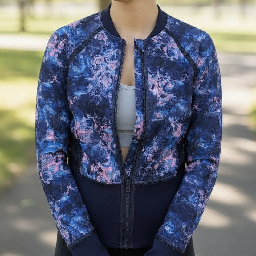 Lululemon Lululemon Blue Pink Floral Sheer Mesh back Jacket Sz.6 Size M / US 6-8 / IT 42-44 - 2 Thumbnail