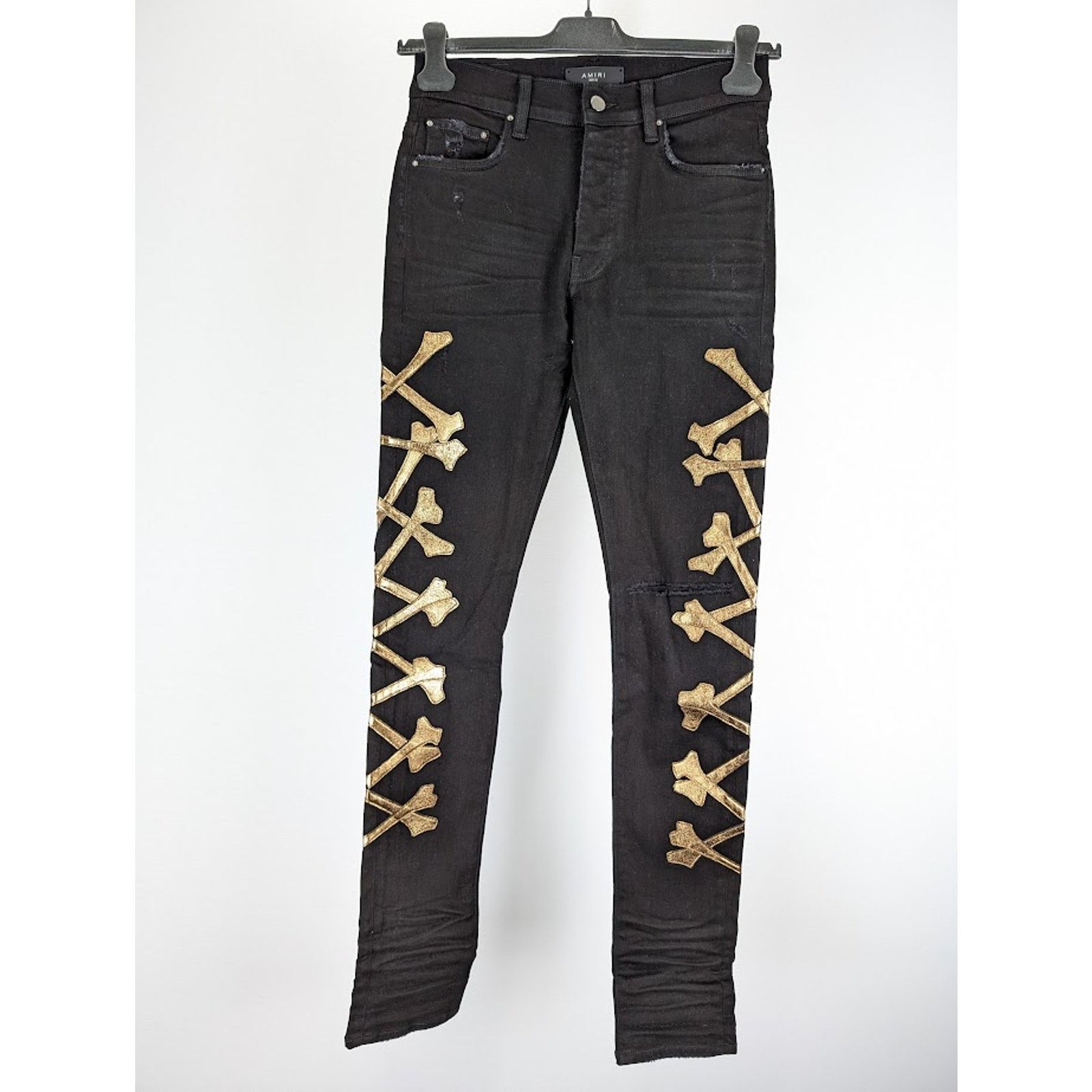 Amiri o1rshd1 Bones Jeans in Black/Gold Size US 38 / EU 54 - 2 Thumbnail