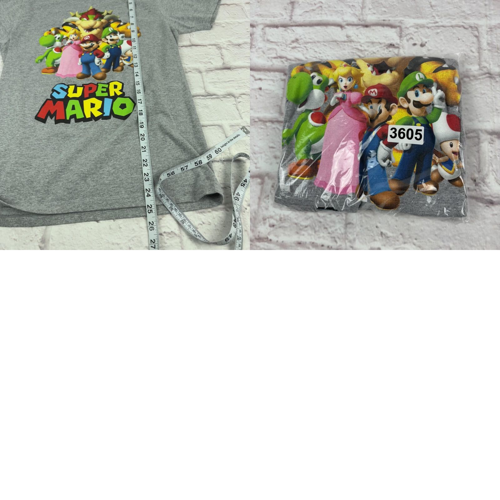 Vintage Super Mario Shirt Mens XL Gray Graphic Tee Nintendo Characters Size US XL / EU 56 / 4 - 8 Thumbnail