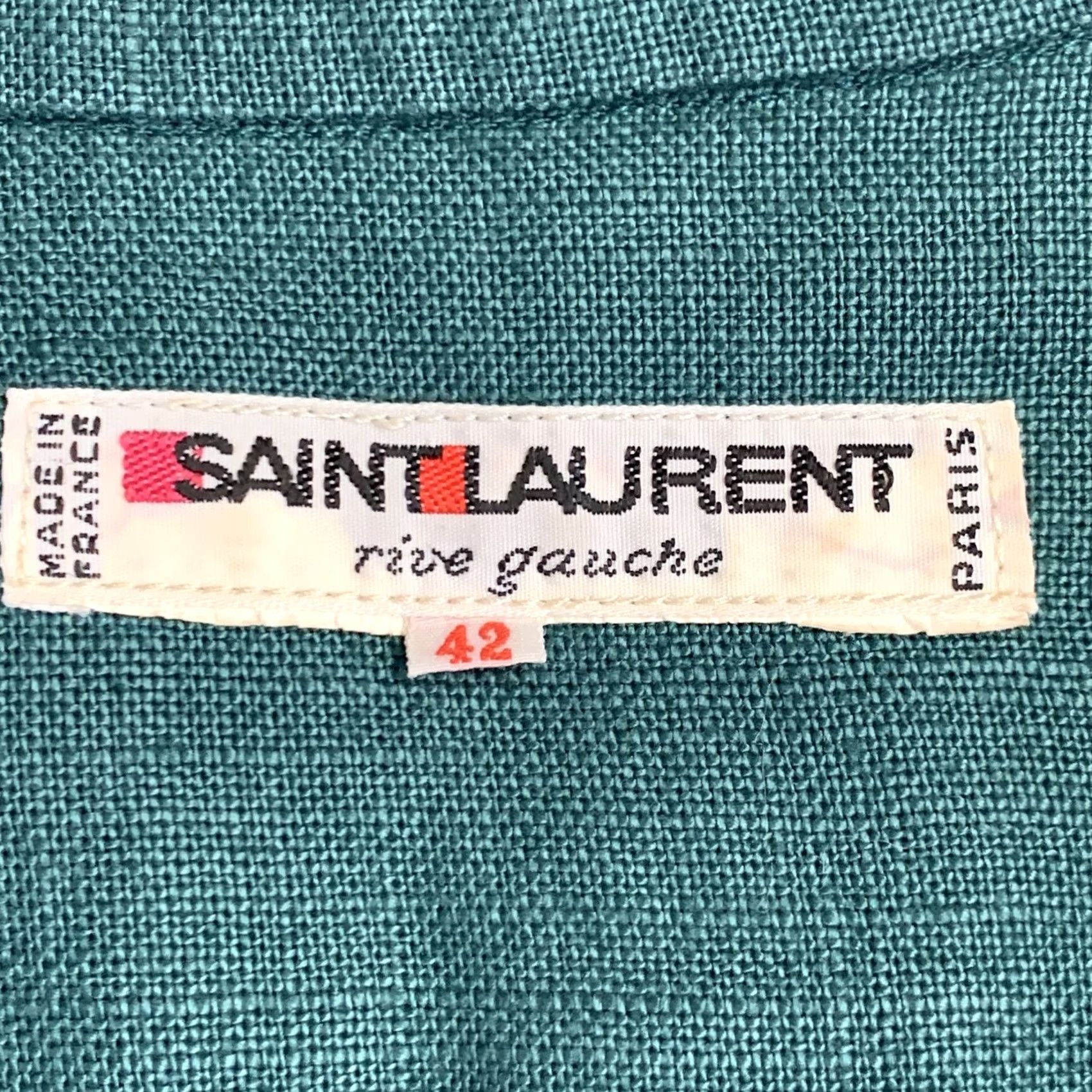 Yves Saint Laurent YVES SAINT LAURENT Vintage Green Linen Shirt Dress 6 Womens Midi Button Up Pleated France Size M / US 6-8 / IT 42-44 - 6 Thumbnail